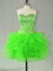 Lace Up Prom Evening Gown Beading and Ruffles Sleeveless Mini Length