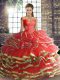 Fine Coral Red Off The Shoulder Lace Up Beading and Ruffled Layers Sweet 16 Quinceanera Dress Sleeveless