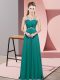 Empire Party Dress Turquoise Scoop Chiffon Sleeveless Floor Length Backless