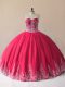 Free and Easy Red Sweetheart Neckline Embroidery Quinceanera Gown Sleeveless Lace Up
