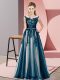 Customized Navy Blue Empire Beading and Lace Dama Dress for Quinceanera Zipper Tulle Sleeveless Floor Length