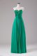 Luxury Sweetheart Sleeveless Prom Evening Gown Floor Length Beading Green Chiffon