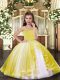 Yellow Sleeveless Tulle Lace Up Kids Pageant Dress for Party and Sweet 16 and Wedding Party