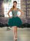 Dark Green Lace Up Straps Beading and Ruffles Homecoming Dress Organza Sleeveless Dark Green Lace Up Straps Beading and Ruffles Homecoming Dress Organza Sleeveless