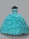 Classical Aqua Blue 15th Birthday Dress Sweet 16 and Quinceanera with Beading and Ruffles Sweetheart Sleeveless Lace Up