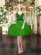 Custom Fit Tulle V-neck Sleeveless Lace Up Beading and Ruffles Evening Dress in Green