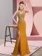 Perfect Gold Sleeveless Lace and Appliques Floor Length Dress for Prom