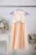 Floor Length Zipper Flower Girl Dresses Peach for Wedding Party with Lace and Belt