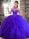 Ball Gowns Quinceanera Gowns Purple Halter Top Tulle Sleeveless Floor Length Lace Up