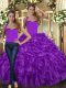 Stunning Purple 15 Quinceanera Dress Military Ball and Sweet 16 and Quinceanera with Ruffles Halter Top Sleeveless Lace Up Stunning Purple 15 Quinceanera Dress Military Ball and Sweet 16 and Quinceanera with Ruffles Halter Top Sleeveless Lace Up