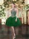 Hot Sale Mini Length Ball Gowns Sleeveless Dark Green Prom Gown Lace Up