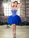 Free and Easy Sleeveless Mini Length Beading Lace Up Homecoming Dress with Royal Blue