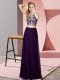 Purple Scoop Neckline Beading Dress for Prom Sleeveless Backless