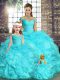 Captivating Sleeveless Lace Up Floor Length Beading and Ruffles Sweet 16 Quinceanera Dress