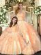 Floor Length Orange Quinceanera Gowns Sweetheart Sleeveless Lace Up