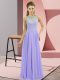 Glorious Lavender Empire High-neck Sleeveless Chiffon Floor Length Zipper Beading Prom Dress