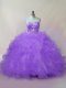 Delicate Lavender 15th Birthday Dress Tulle Sleeveless Beading and Ruffles