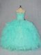 Deluxe Sweetheart Sleeveless Lace Up Sweet 16 Quinceanera Dress Apple Green Organza