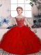 Fancy Tulle Sleeveless Floor Length Child Pageant Dress and Beading and Ruffles