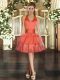 Fashion Mini Length Ball Gowns Sleeveless Orange Red Party Dresses Lace Up