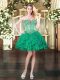 Sleeveless Lace Up Mini Length Beading and Ruffles Prom Evening Gown