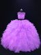 Sleeveless Beading and Ruffles Zipper Quinceanera Dress