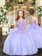 Lavender Sleeveless Beading Floor Length Kids Formal Wear