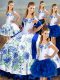Embroidery and Ruffles Sweet 16 Quinceanera Dress Blue And White Lace Up Sleeveless Floor Length