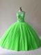 High Class Tulle Sleeveless Floor Length Ball Gown Prom Dress and Beading