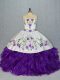 Glittering Embroidery and Ruffles Sweet 16 Dresses White And Purple Lace Up Sleeveless Floor Length