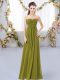 Traditional Floor Length Empire Sleeveless Olive Green Dama Dress Zipper