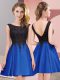 Chic Lace Quinceanera Dama Dress Royal Blue Zipper Sleeveless Mini Length