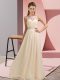 Chic Champagne Sleeveless Floor Length Beading Backless