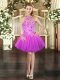 Luxury Mini Length Lace Up Prom Dresses Lilac for Prom and Party with Embroidery