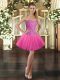 Sumptuous Hot Pink Sleeveless Tulle Lace Up for Prom and Party