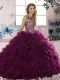Floor Length Ball Gowns Sleeveless Dark Purple Quinceanera Dresses Lace Up