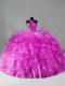Beading and Ruffles Quinceanera Gowns Lilac Zipper Sleeveless Brush Train