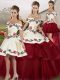 Wine Red Tulle Lace Up Quince Ball Gowns Sleeveless Brush Train Embroidery and Ruffled Layers