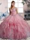 Admirable Watermelon Red Sleeveless Floor Length Beading and Ruffles Lace Up Sweet 16 Dress