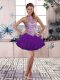 Tulle Sleeveless Mini Length Homecoming Dress and Beading and Ruffles