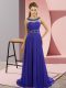 Custom Design Blue Empire Beading Prom Dresses Zipper Chiffon Sleeveless