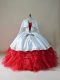 Stunning White And Red Sweetheart Neckline Embroidery and Ruffles Ball Gown Prom Dress Sleeveless Lace Up