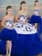 Sweet Royal Blue Ball Gowns Tulle Sweetheart Sleeveless Embroidery and Ruffles and Bowknot Floor Length Lace Up Vestidos de Quinceanera