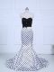 Traditional White And Black Printed Zipper Sweetheart Sleeveless Casual Dresses Brush Train Lace