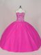 Fuchsia Sleeveless Tulle Lace Up Quinceanera Dress for Sweet 16 and Quinceanera