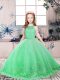 Green Sleeveless Tulle Backless Pageant Dress for Teens for Party and Wedding Party