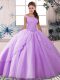 Custom Fit Lavender Ball Gown Prom Dress Off The Shoulder Sleeveless Brush Train Lace Up