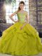 Off The Shoulder Sleeveless Tulle Sweet 16 Quinceanera Dress Beading and Ruffles Brush Train Lace Up