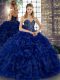 New Arrival Organza Sleeveless Floor Length Quinceanera Gowns and Beading and Ruffles