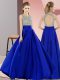 Elegant Floor Length Backless Royal Blue for Prom and Party with Beading